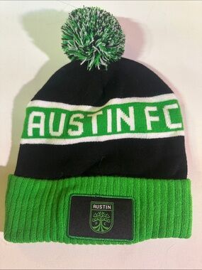 Q2 Austin FC Knit Pom Beanie - Black, Green & White